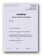 Zertifikat zur Blowerdoor-Messung Blowerdoor Zertifikat